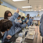 3- A visit to the Ontario Science Centre where our students conducted a lab inserting DNA from bioluminescent jellyfish into E. coli on a petri dish. 